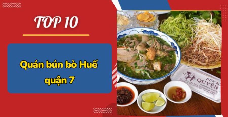 Bún bò Huế quận 7 ăn kèm với rau sống tươi ngon, đầy đủ