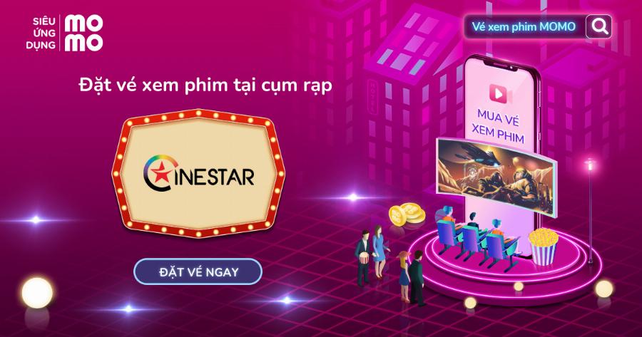 Giao diện đặt vé xem phim trực tuyến trên điện thoại di động cho rạp Cinestar Vincom Mỹ Tho với sơ đồ ghế ngồi