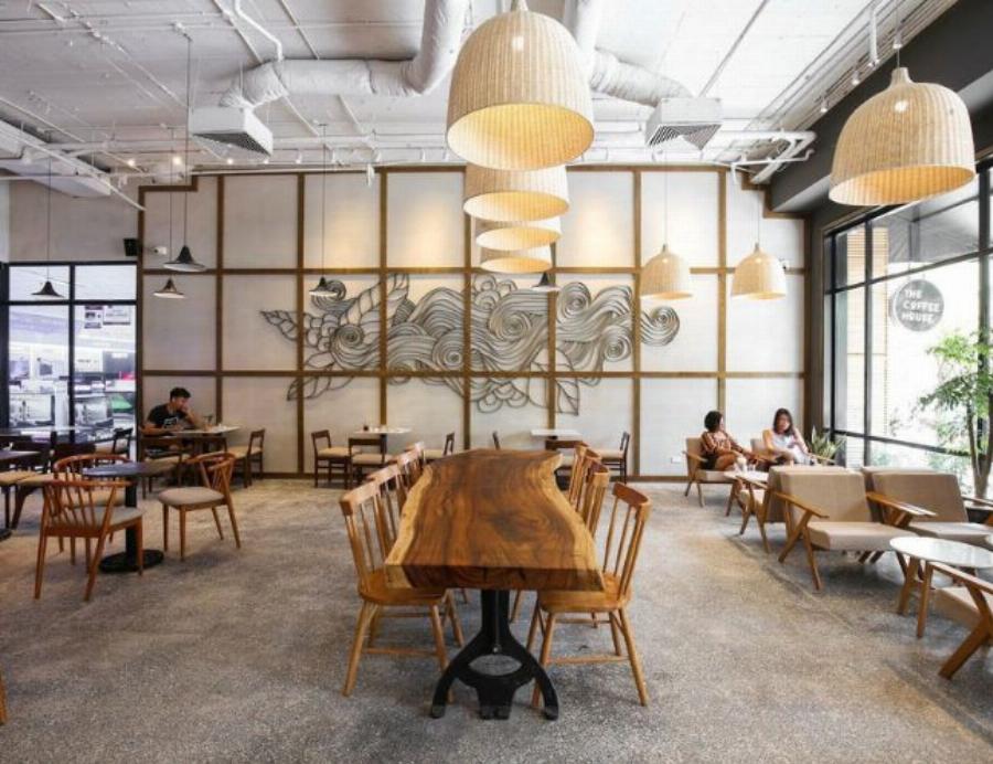 Không gian nội thất ấm cúng và hiện đại của The Coffee House tại Vincom Mỹ Tho với nhiều góc ngồi đa dạng