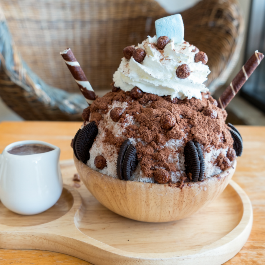 thưởng thức bingsu đúng cách trộn đều nguyên liệu hòa quyện hương vị