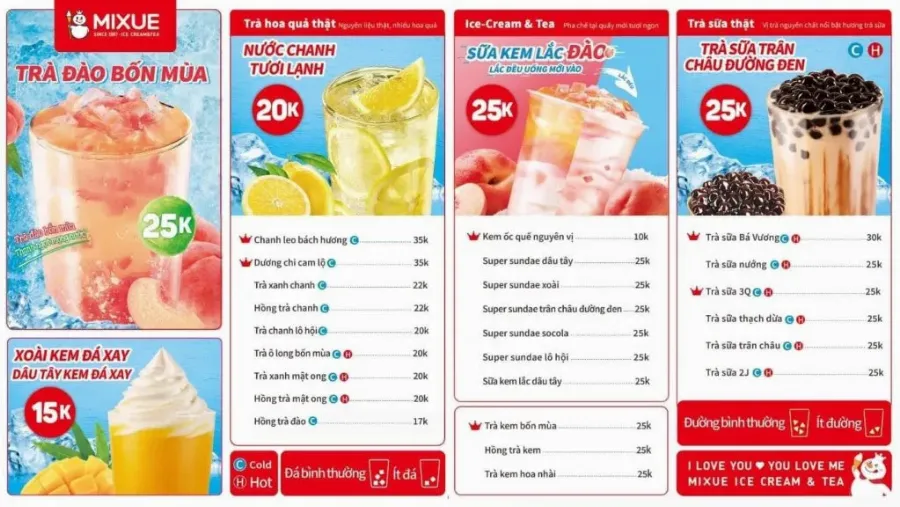 Tra Sua Mixue Quang Ngai Menu Dac Sac