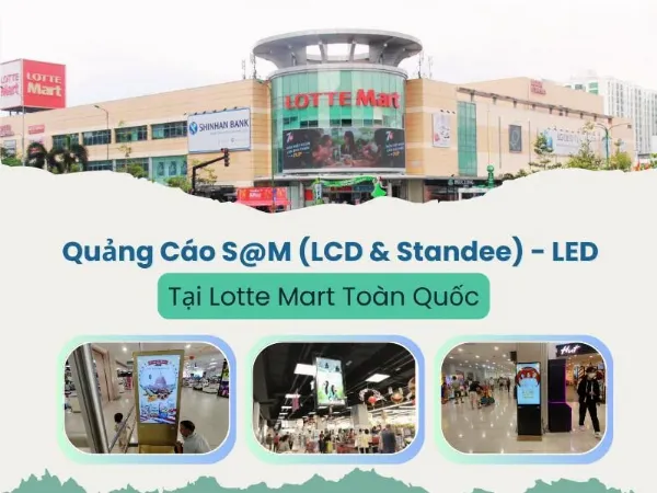 Hình ảnh mặt tiền Lotte Mart Quận 11 với kiến trúc hiện đại, logo nổi bật và lối vào rộng rãi, thu hút khách hàng.