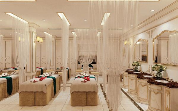 Hình ảnh mặt tiền hoặc không gian chung của một spa xông hơi được giới thiệu, thể hiện sự chuyên nghiệp